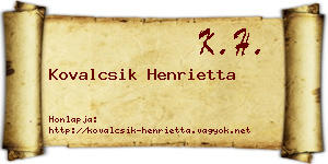 Kovalcsik Henrietta névjegykártya